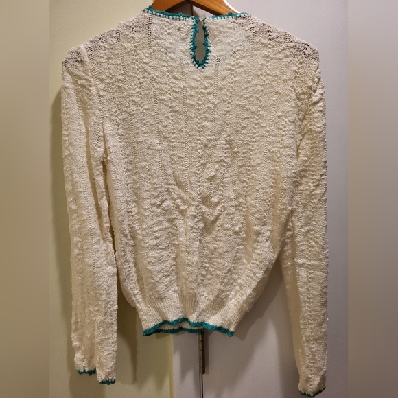 Princess C Cream/Teal Sweater Sz M - Picture 3 of 3